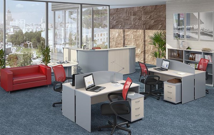 Офисный комплект мебели IMAGO четыре рабочих места, стол для переговоров в Кемерово - изображение 1